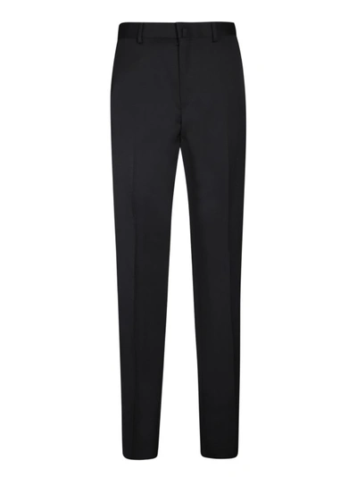 Shop Lanvin Tailored-cut Tuxedo Pants Made From Wool In Black