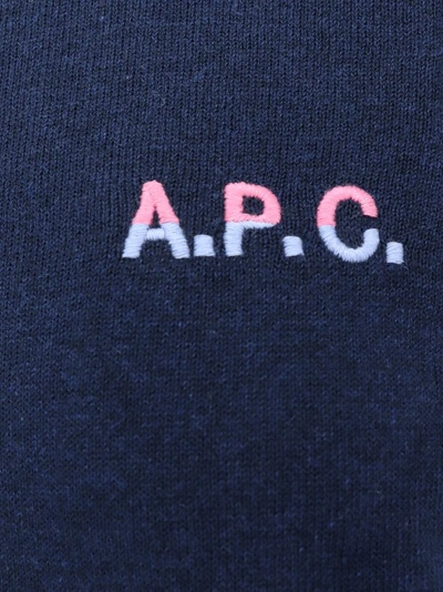 Shop Apc Cotton Sweater With Logo In Blue