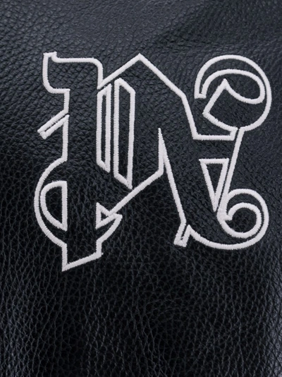 Shop Palm Angels Embroidered Monogram Leather Jacket In Black