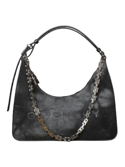 Shop Givenchy Small Moon Cut Out Bag With Chain In Black