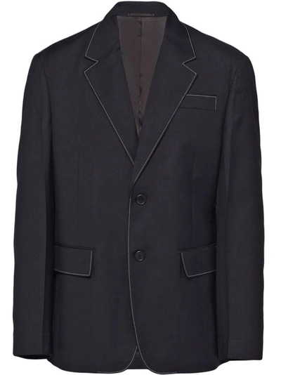 Shop Prada Wool Blazer In Black