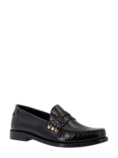 Shop Saint Laurent Black Leather Loafer