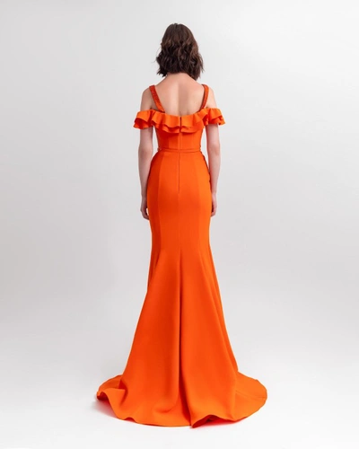 Shop Gemy Maalouf Mermaid Cut Dress - Long Dresses In Orange