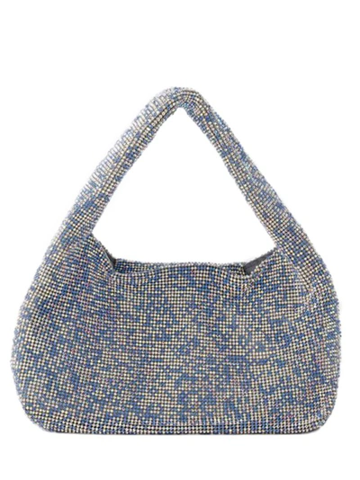 Shop Kara Mini Crystal Mesh Armpit Bag - Polyester - Blue Pixel