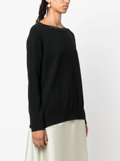 Shop Fabiana Filippi Black Wool Blend Sweatshirt