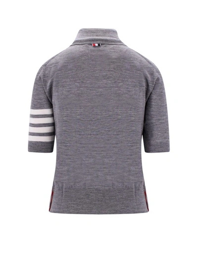 Shop Thom Browne Wool Sweater With Iconic Detail In Grey