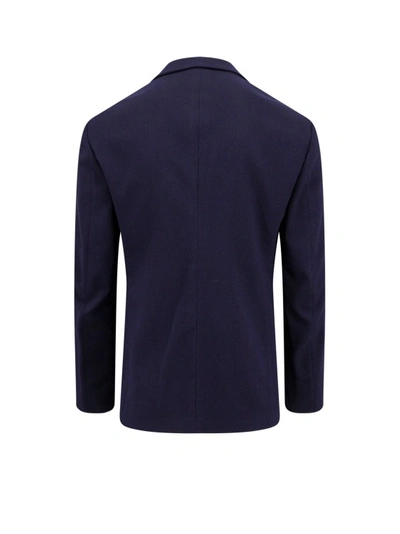 Shop Giorgio Armani Virgin Wool Blazer In Blue