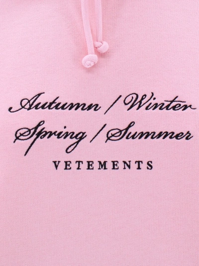Shop Vetements Cotton Blend Sweatshirt With Embroidered 4 Seasons Logo In Pink