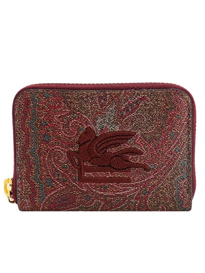 Shop Etro Paisley Fabric Card Holder In Brown