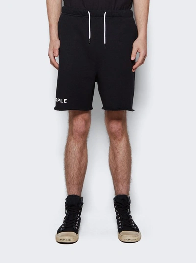 Shop Purple Brand Hwt Fleece Shorts In Black