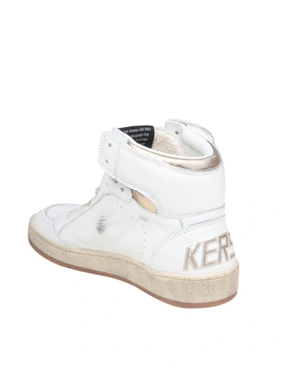 Shop Golden Goose Sky Star Sneakers In Leather With Gold Laminated Star In White