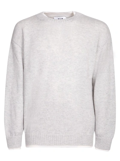 Shop Msgm Grey Wool Pullover