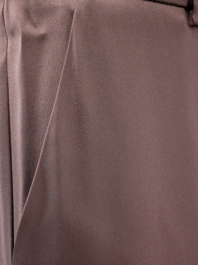 Shop Giorgio Armani Silk Wide Trouser In Brown