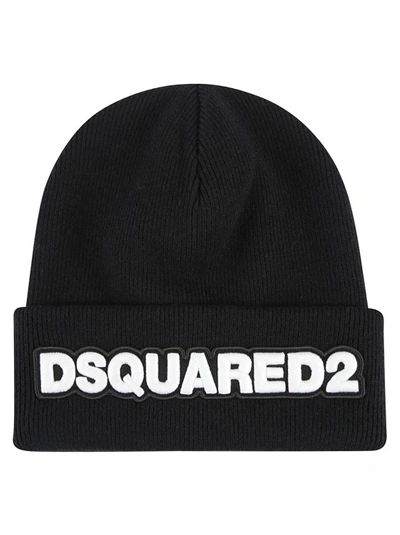 Shop Dsquared2 Embroidered Black Beanie