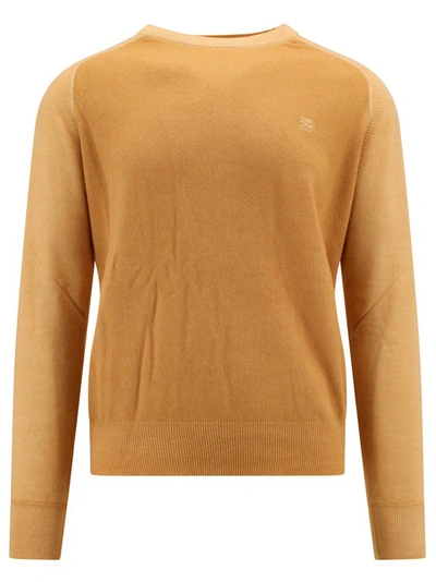 Shop Etro Embroidered Logo Wool Sweater In Yellow