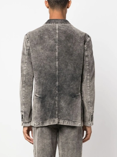 Shop Barena Venezia Grey Cotton Double-breasted Jacket
