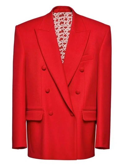 Shop Magda Butrym Oversized Double Breasted Blazer In Red
