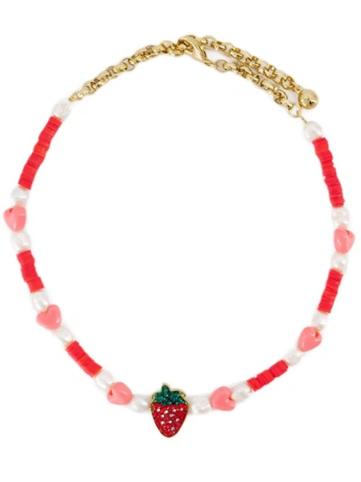 Shop Shourouk Strawberry Necklace - Brass - Red In Not Applicable