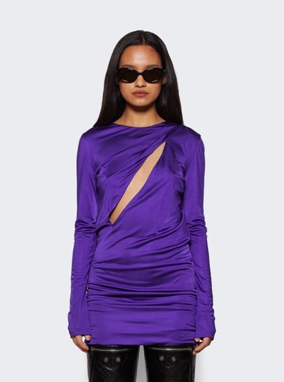 Shop Versace Slashed Mini Dress In Purple