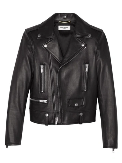 Shop Saint Laurent Classic Motorcycle Jacket Black