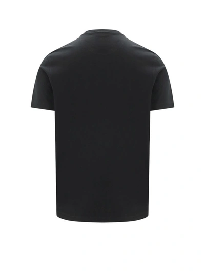 Shop Versace Cotton T-shirt With Embroidered Logo On The Front In Black