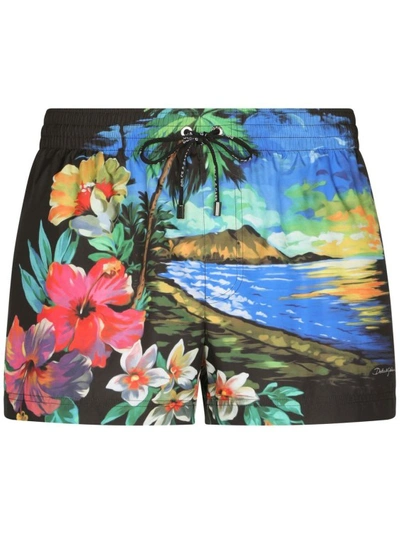 Shop Dolce & Gabbana Multicoloured Swim Shorts In Multicolor