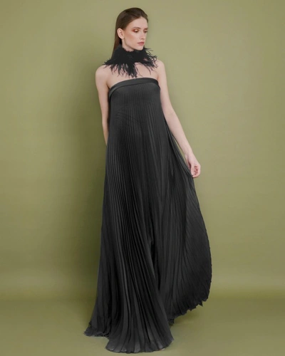 Shop Gemy Maalouf Pleated Strapless Dress - Long Dresses In Black