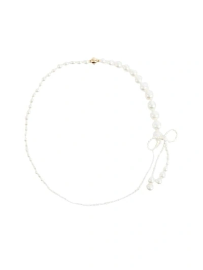 Shop Sophie Bille Brahe Peggy Rosette Pearl Bow Necklace In Not Applicable