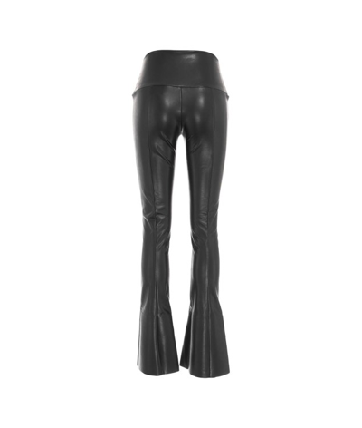 Shop Norma Kamali Faux Leather Pants With Slit In Black