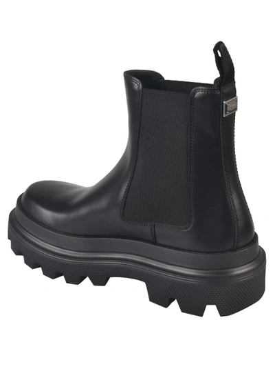 Shop Dolce & Gabbana Black Brushed Leather Ankle Boots
