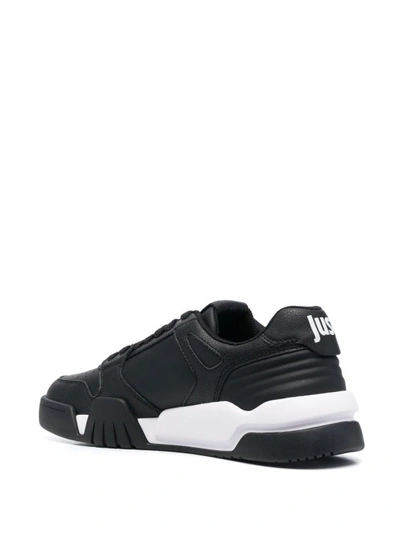 Shop Just Cavalli Black Leather Sneakers