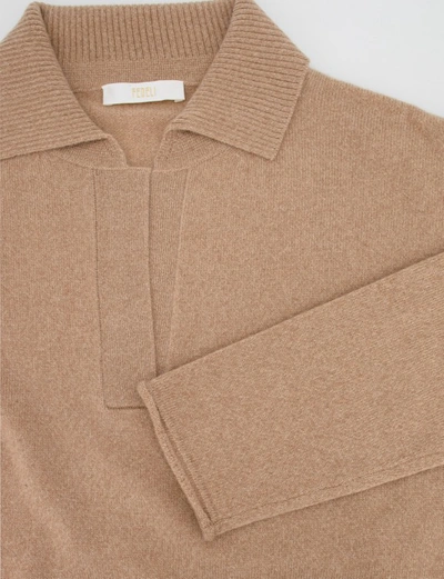 Shop Fedeli Caramel Knitted Polo Shirt In Brown