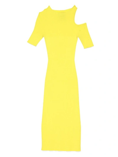 Shop Aeron Zero203 - Ribbed Cut-out Midi Dress In Yellow