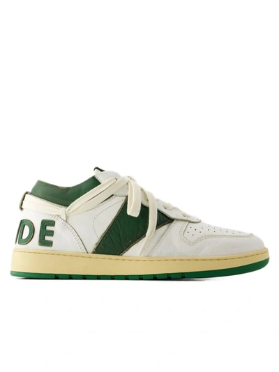 Shop Rhude Rhecess Low Sneakers - Leather - White/green