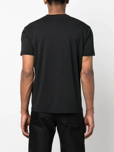 Tom Ford Black Basic Crewneck T-shirt With Tonal Stitching In Cotton Blend Man In Black
