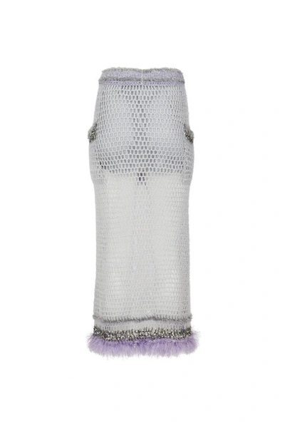 Shop Andreeva Lavender Handmade Knit Skirt In Grey