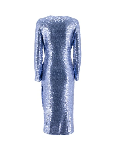 Shop Ermanno Scervino V-neck Sequins Midi Dress In Blue