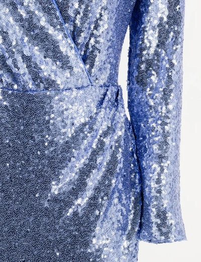 Shop Ermanno Scervino V-neck Sequins Midi Dress In Blue