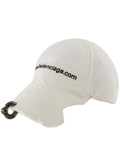 Shop Balenciaga Piercing Hat - Cotton - White