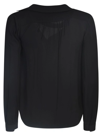 Shop Elisabetta Franchi Logo-embroidered Scarf-neck Blouse In Black