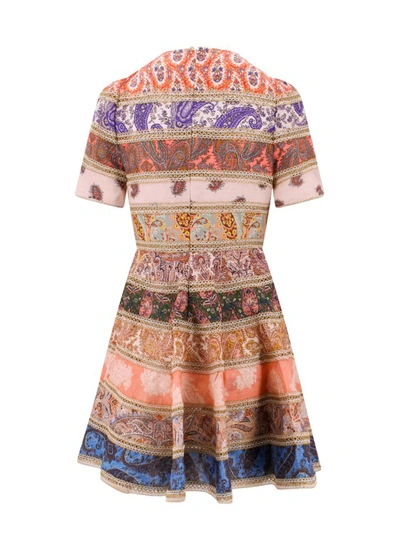 Shop Zimmermann Min Dress With Spliced Paisley Print In Multicolor