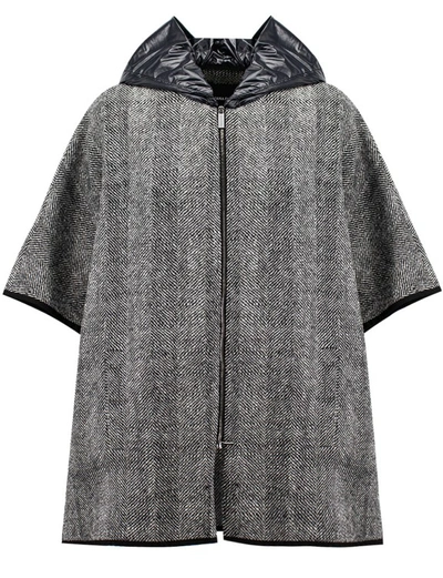 Shop Fabiana Filippi Herringbone Wool Cape In Grey