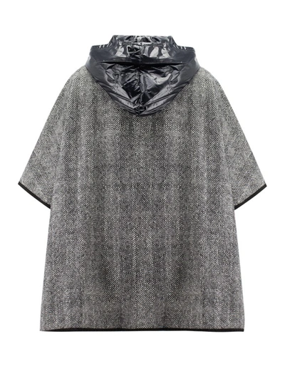 Shop Fabiana Filippi Herringbone Wool Cape In Grey