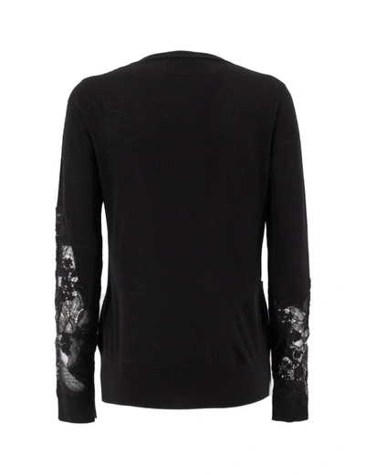 Shop Ermanno Scervino Floral Lace Embelishment Cardigan In Black