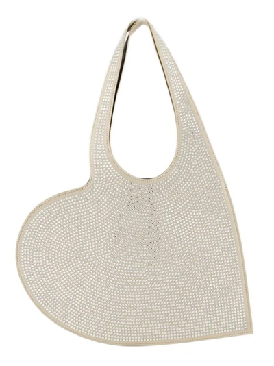 Shop Coperni Mini Heart Tote Bag - Cotton - Beige In Grey