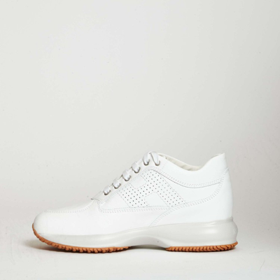 Shop Hogan Interactive White Leather Sneakers