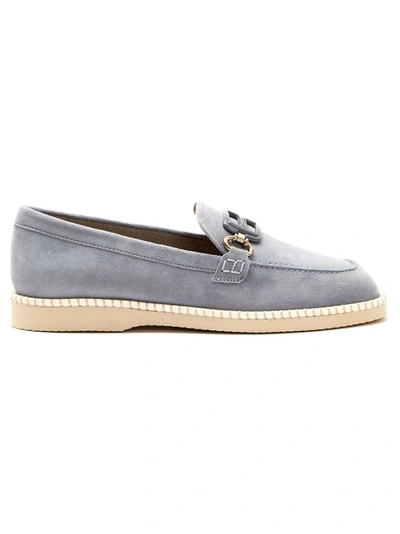 Shop Hogan Blue Suede Moccasin