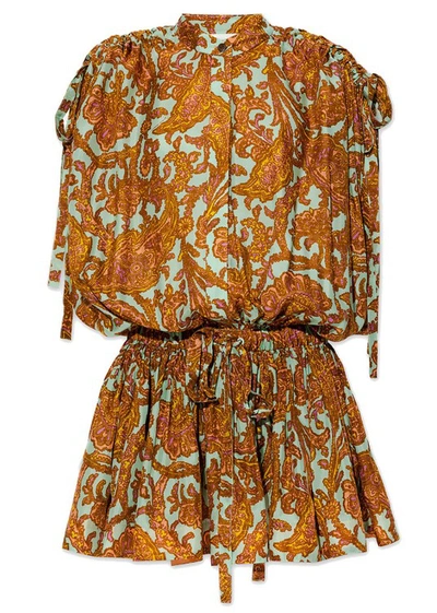 Shop Zimmermann Brown Patterned Silk Dress