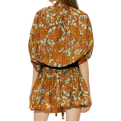Shop Zimmermann Brown Patterned Silk Dress