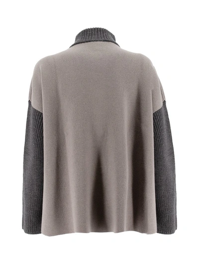 Shop Le Tricot Perugia Knitted Collar Cardigan In Grey